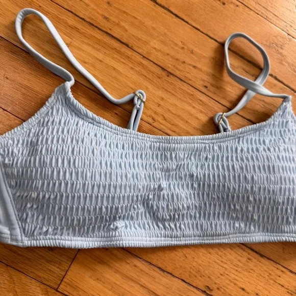 Wild Fable Light Blue Smocked Bralette Bikini Top Size S Removable Pads NWT - Picture 2 of 6